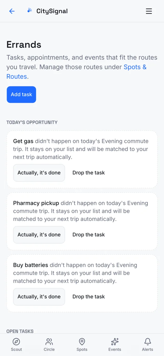 Errands that fit the trip